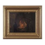 Jan Hendrik Van Grootveld (Dutch 1808-1855), Trading by Candlelight , Oil on panel, signed. 11x14.