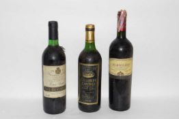 Three bottles various early 1990s Red Wines (3)