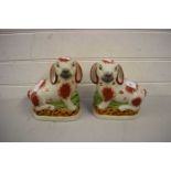PAIR OF REPRODUCTION STAFFORDSHIRE MODELS OF RABBITS