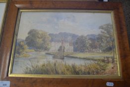 19TH CENTURY BRITISH SCHOOL, STUDY OF HORSTEAD MILL, WATERCOLOUR, INDISTINCTLY SIGNED, POSSIBLY J