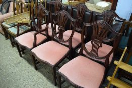 SET OF SIX REPRODUCTION MAHOGANY DINING CHAIRS WITH WHEATSHEAF BACKS