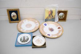 MIXED LOT TO INCLUDE SPODE ST EDWARD PLATE, SPODE WESTMINSTER ABBEY PLATE, SMALL CERAMIC WALL