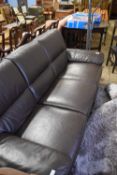 BROWN LEATHER SEATER SOFA, 190CM WIDE