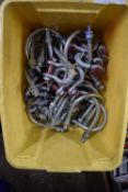 BOX OF TOWING HITCHES, CLAMPS ETC