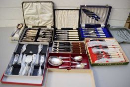 MIXED LOT OF CASED SILVER PLATED AND STEEL CUTLERY