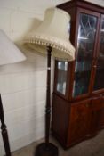 DARK WOOD STANDARD LAMP WITH SHADE WITH OCTAGONAL BASE