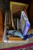 BOX OF MIXED ITEMS, PICTURE FRAMES, JIGSAW PUZZLE ETC