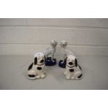PAIR OF SMALL STAFFORDSHIRE SPANIELS TOGETHER WITH A PAIR OF SMALL STAFFORDSHIRE DALMATIANS