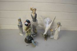 COLLECTION OF LLADRO FIGURES COMPRISING A GEISHA GIRL, A DOVE AND THREE FURTHER FIGURINES (5)