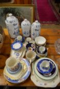 MODERN BLUE AND WHITE TEA, COFFEE AND SUGAR STORAGE JARS
