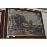 AFTER CONSTABLE, OLEOGRAPH PRINT 'THE HAYWAIN', FRAMED AND GLAZED, 73CM WIDE