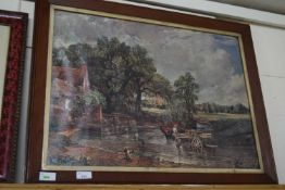 AFTER CONSTABLE, OLEOGRAPH PRINT 'THE HAYWAIN', FRAMED AND GLAZED, 73CM WIDE