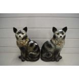 PAIR OF STAFFORDSHIRE MODEL GREY CATS