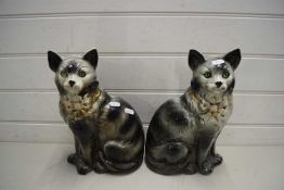 PAIR OF STAFFORDSHIRE MODEL GREY CATS