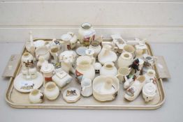 TRAY OF VARIOUS MINIATURE CRESTED CHINA WARES AND OTHERS