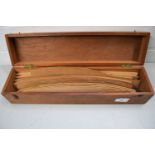 CASE OF RAILWAY CURVED DRAWING INSTRUMENTS. WOODEN POSSIBLY DRAWING INSTRUMENTS BEARING MILITARY