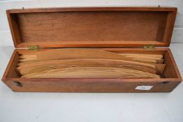 CASE OF RAILWAY CURVED DRAWING INSTRUMENTS. WOODEN POSSIBLY DRAWING INSTRUMENTS BEARING MILITARY