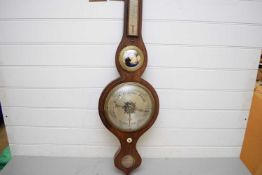 VICTORIAN BANJO BAROMETER IN MAHOGANY CASE, UNSIGNED