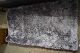 CONTEMPORARY GREY LONG PILE FLUFFY RUG