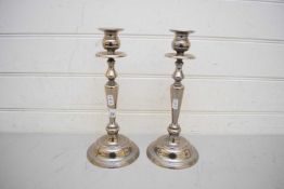 PAIR OF LARGE SILVER PLATED CANDLESTICKS