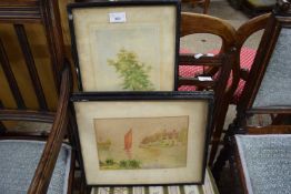 MIXED LOT COMPRISING H C HARVEY, TWO STUDIES, BROADLAND SCENES, WATERCOLOURS, TOGETHER WITH A