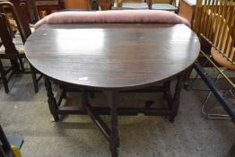 18TH CENTURY AND LATER OAK GATE LEG TABLE WITH SINGLE END DRAWER