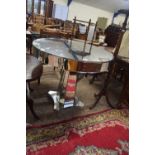 LARGE RETRO MIRRORED TOP AND CHROME FRAMED PEDESTAL TABLE, 91CM DIAM