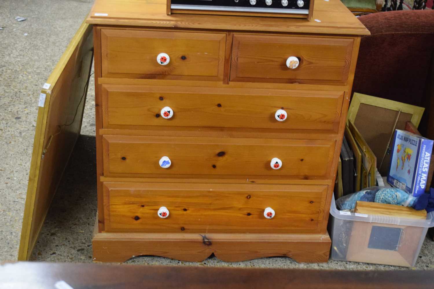 MODERN PINE FIVE DRAWER CHEST, 90CM WIDE