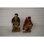 TWO ANTIQUE COSTUME DOLLS FORMED AS STREET SELLERS