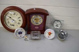 COLLECTION OF SMALL MANTEL AND BEDSIDE AND WALL CLOCKS, AS NEW CONDITION