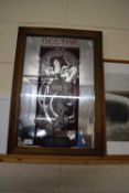 ART NOUVEAU STYLE PICTURE MIRROR MARKED 'NECTAR' TOGETHER WITH A FRAMED PRINT OF A RIVER SCENE