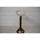 LATE 19TH/EARLY 20TH CENTURY OIL LAMP BASE WITH CLEAR GLASS FONT AND BRASS COLUMN