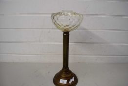 LATE 19TH/EARLY 20TH CENTURY OIL LAMP BASE WITH CLEAR GLASS FONT AND BRASS COLUMN