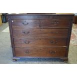 GEORGIAN MAHOGANY CHEST OF TWO SHORT OVER THREE LONG DRAWERS RAISED ON OGEE FEET, 125CM WIDE