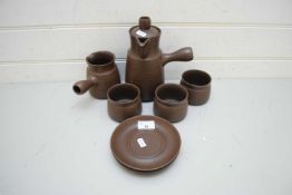 BROWN POTTERY COFFEE SET
