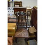 LATE VICTORIAN GOTHIC OAK HALL CHAIR