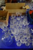 MIXED LOT VARIOUS CLEAR DRINKING GLASSES AND OTHER ITEMS