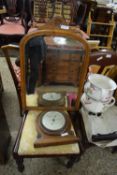 ANEROID BAROMETER AND A VICTORIAN ARCHED TOP MIRROR