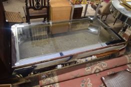 LARGE RETRO CHROME FRAMED GLASS TOP COFFEE TABLE, 160CM WIDE