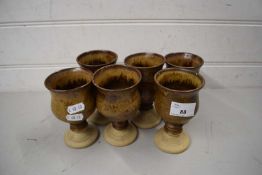 SET OF SIX POTTERY GOBLETS BY WATTS OF SUDBURY