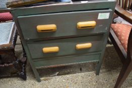 GREEN PAINTED SHABBY CHIC FINISH TWO-DRAWER CHEST, 61CM WIDE