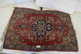 SMALL MIDDLE EASTERN WOOL RUG OR PRAYER MAT, 79CM WIDE