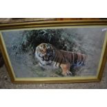 DAVID SHEPHERD LARGE COLOURED PRINT OF A TIGER, 114CM WIDE
