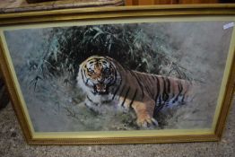 DAVID SHEPHERD LARGE COLOURED PRINT OF A TIGER, 114CM WIDE