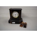 SMALL VICTORIAN MANTEL CLOCK IN EBONISED WOODEN CASE