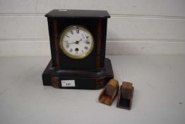 SMALL VICTORIAN MANTEL CLOCK IN EBONISED WOODEN CASE