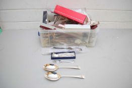 BOX VARIOUS SILVER PLATED CUTLERY