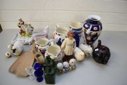 COLLECTION VARIOUS MIXED CHINA WARES TO INCLUDE A YARDLEYS LAVENDAR SOAP DISH, VARIOUS ORNAMENTS,