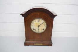 EDWARDIAN MAHOGANY CASED DOME TOP MANTEL CLOCK