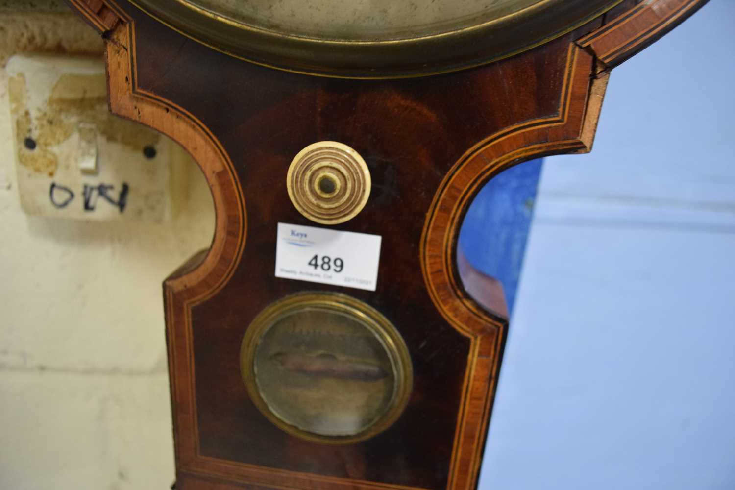 19TH CENTURY MAHOGANY CASED BAROMETER, SIGNED JOHNSON LONDON, (A/F), 110CM HIGH